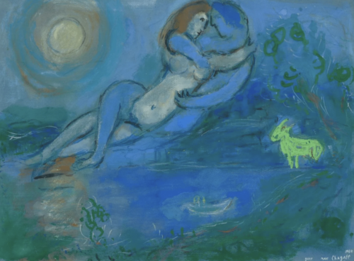 Marc Chagall, Couple bleu au bord de l'eau, 1954